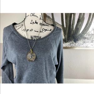 Ann Taylor Loft Gray Long Sleeve Sweater Dress S